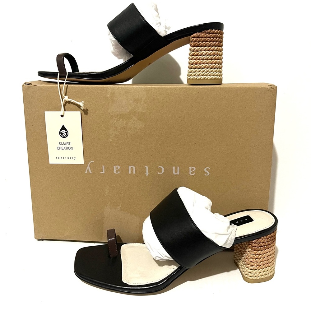 Sanctuary Black and Tan Women's Mules